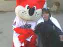 Debbie & Sidavia with Orbit the Mascot
